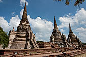 Ayutthaya, Thailand. Wat Phra Si Sanphet, the three chedi the only survivors of the Burmese sack of 1767. 